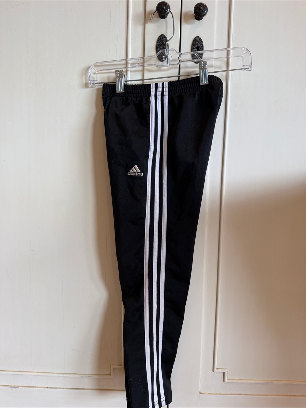 Adidas Kids Black Joggers with White Triple Stripes